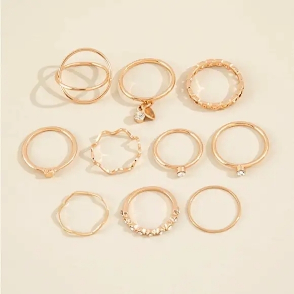 10 piece Rhinestone Ring Set - Picture 9 of 9
